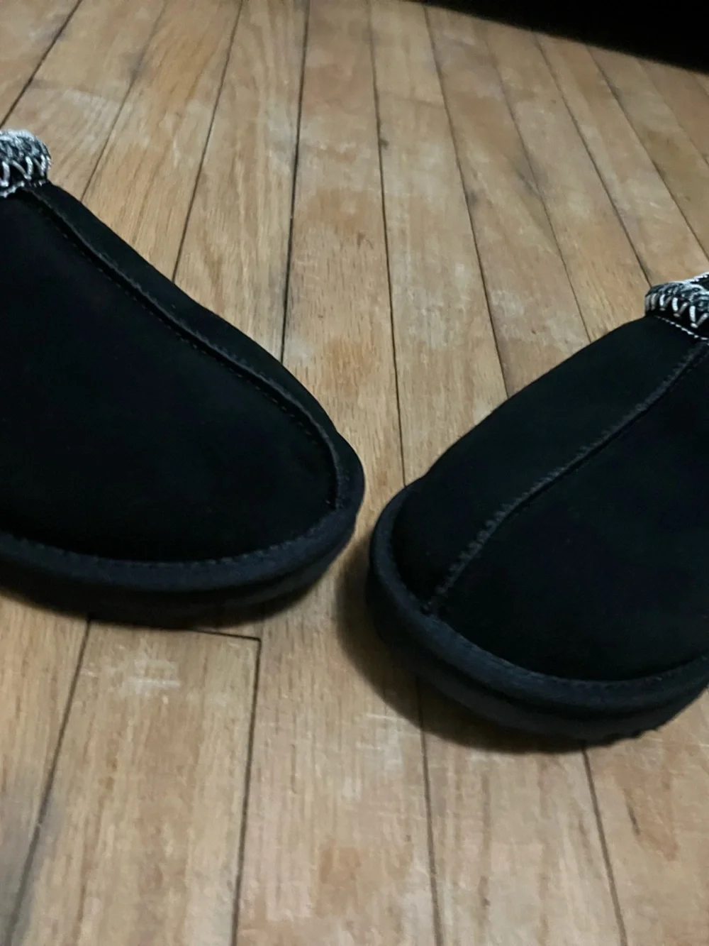 UGG Black Moccasin Slippers with Contrast Stitch - Picture 3 of 5